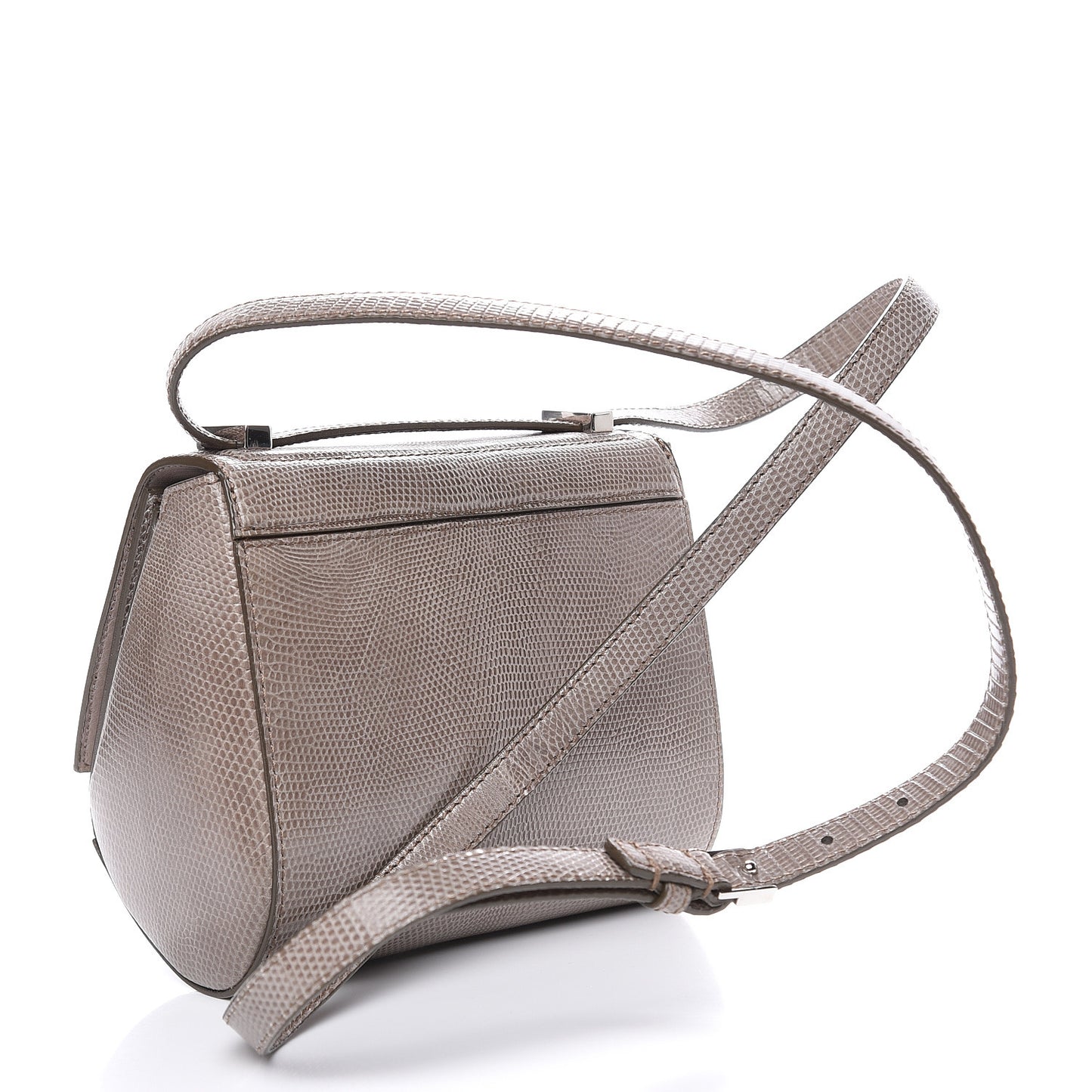 Calfskin Lizard Embossed Mini Pandora Box Crossbody Bag Mastic