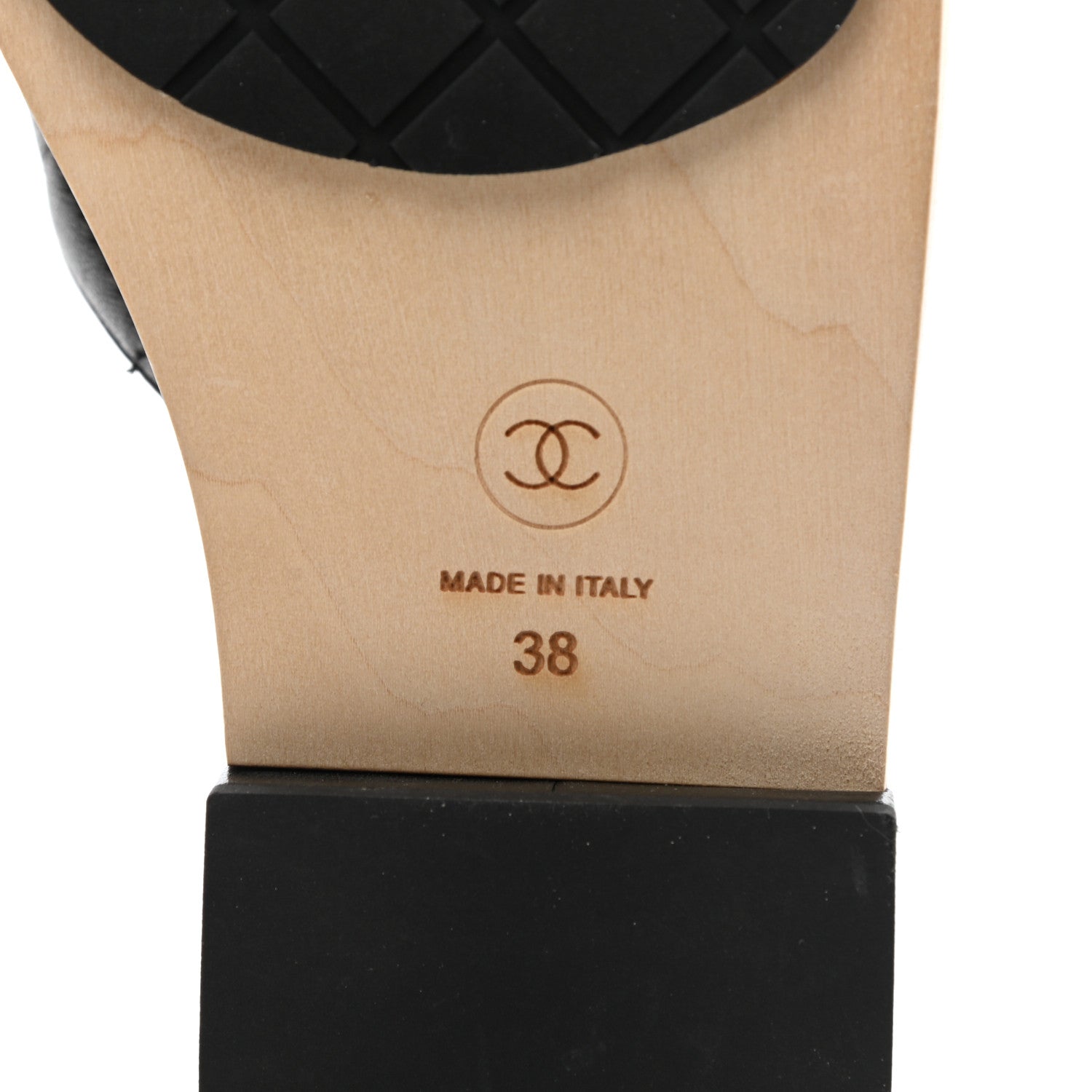 Chanel Lambskin CC Flat Slide Sandals 38 Black 6 of 9