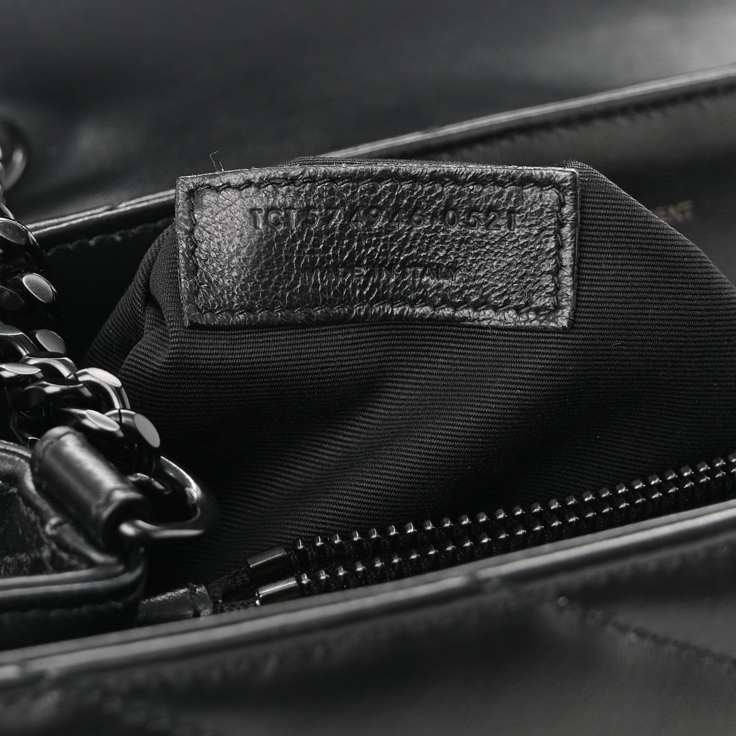 Calfskin Y Quilted Monogram Monochrome Medium Loulou Chain Satchel Black