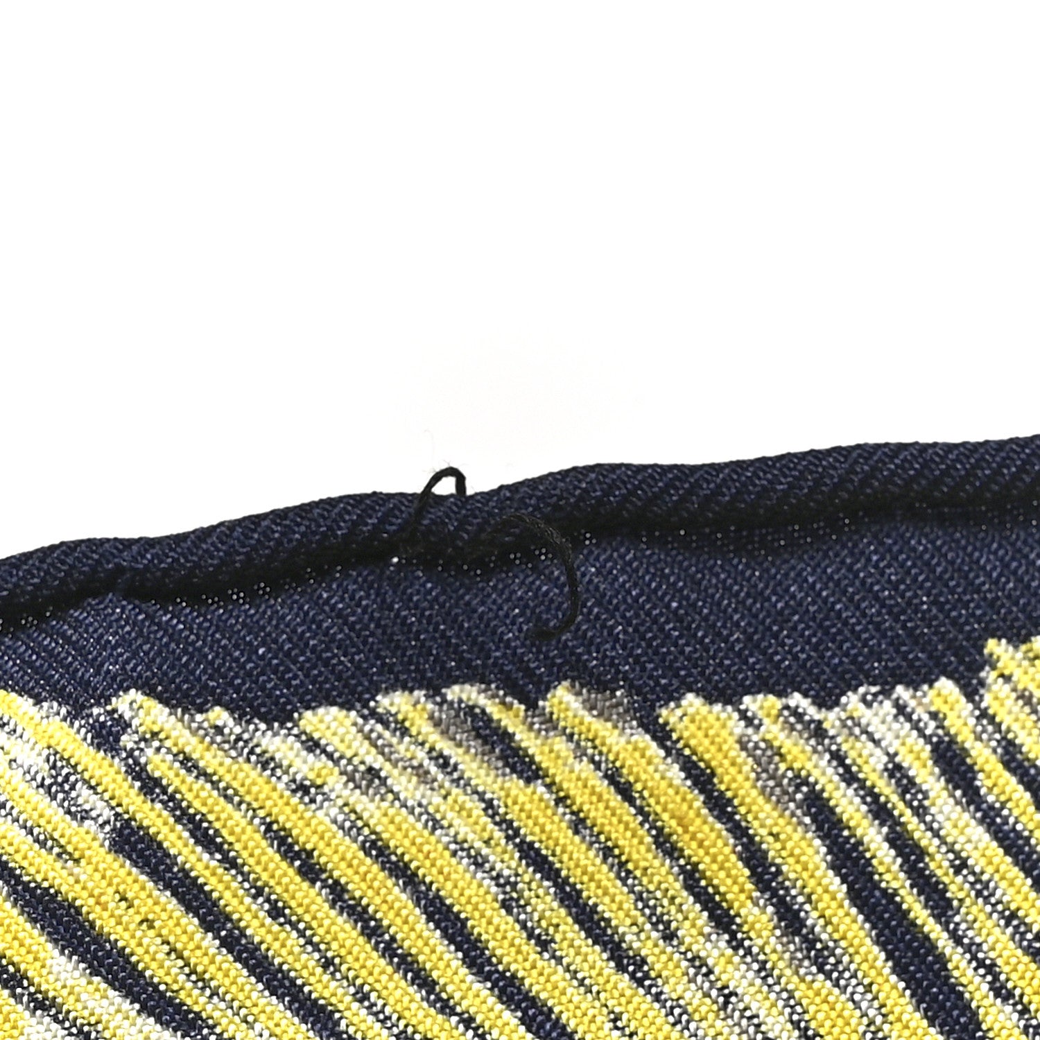 Chanel Silk Camellia Moons Scarf Navy Yellow 4 of 4