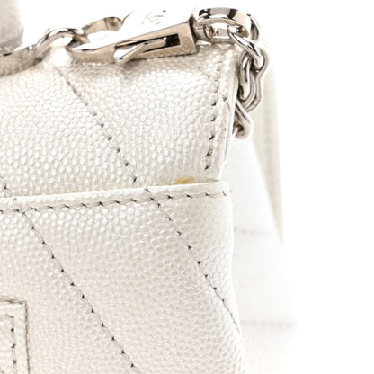 Chanel Iridescent Caviar Chevron Quilted Mini Coco Handle Flap White 13 of 17