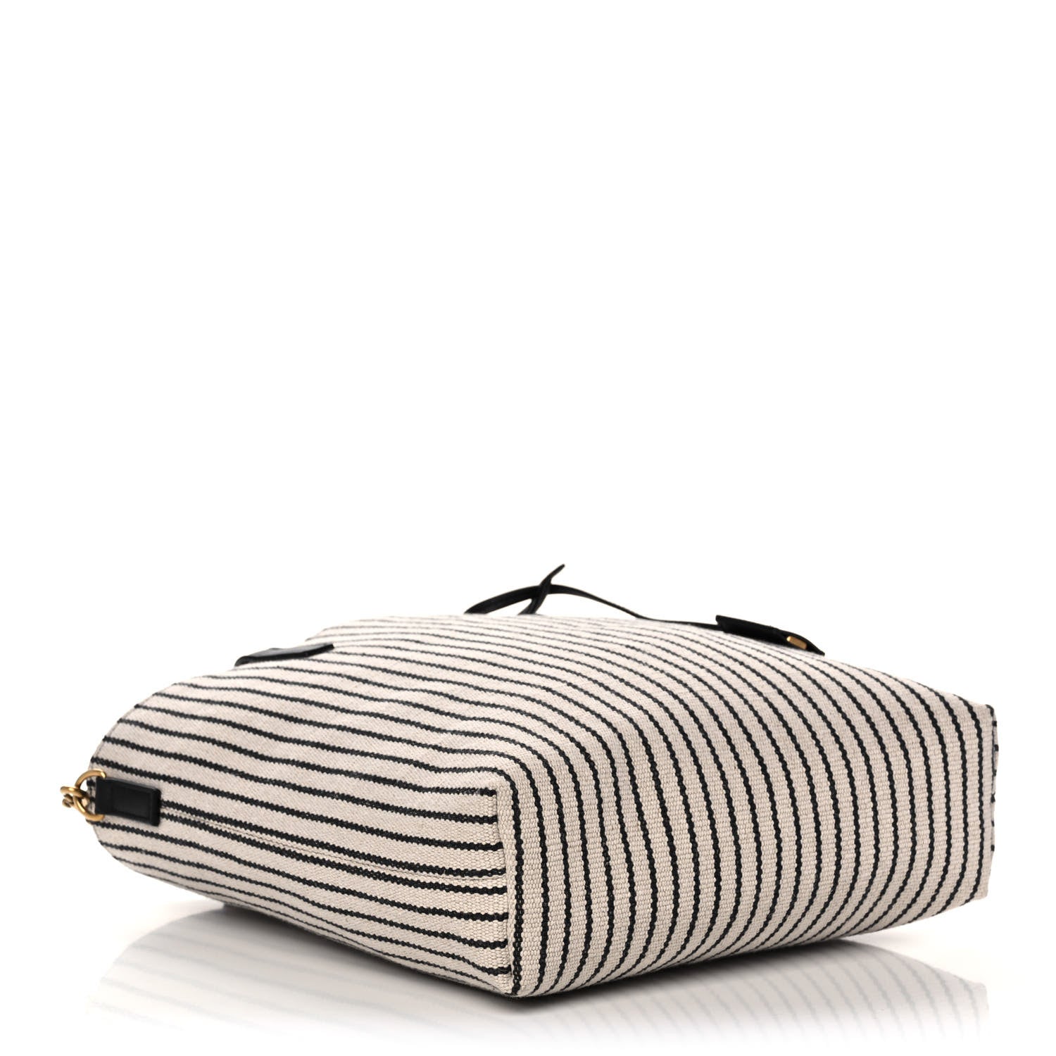 Saint Laurent Canvas Striped Toy Shopping Tote Grey Black 3 of 10