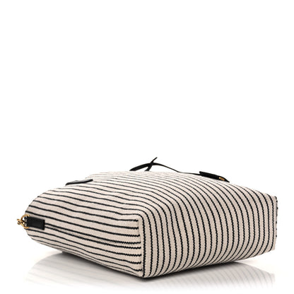 Saint Laurent Canvas Striped Toy Shopping Tote Grey Black 3 of 10