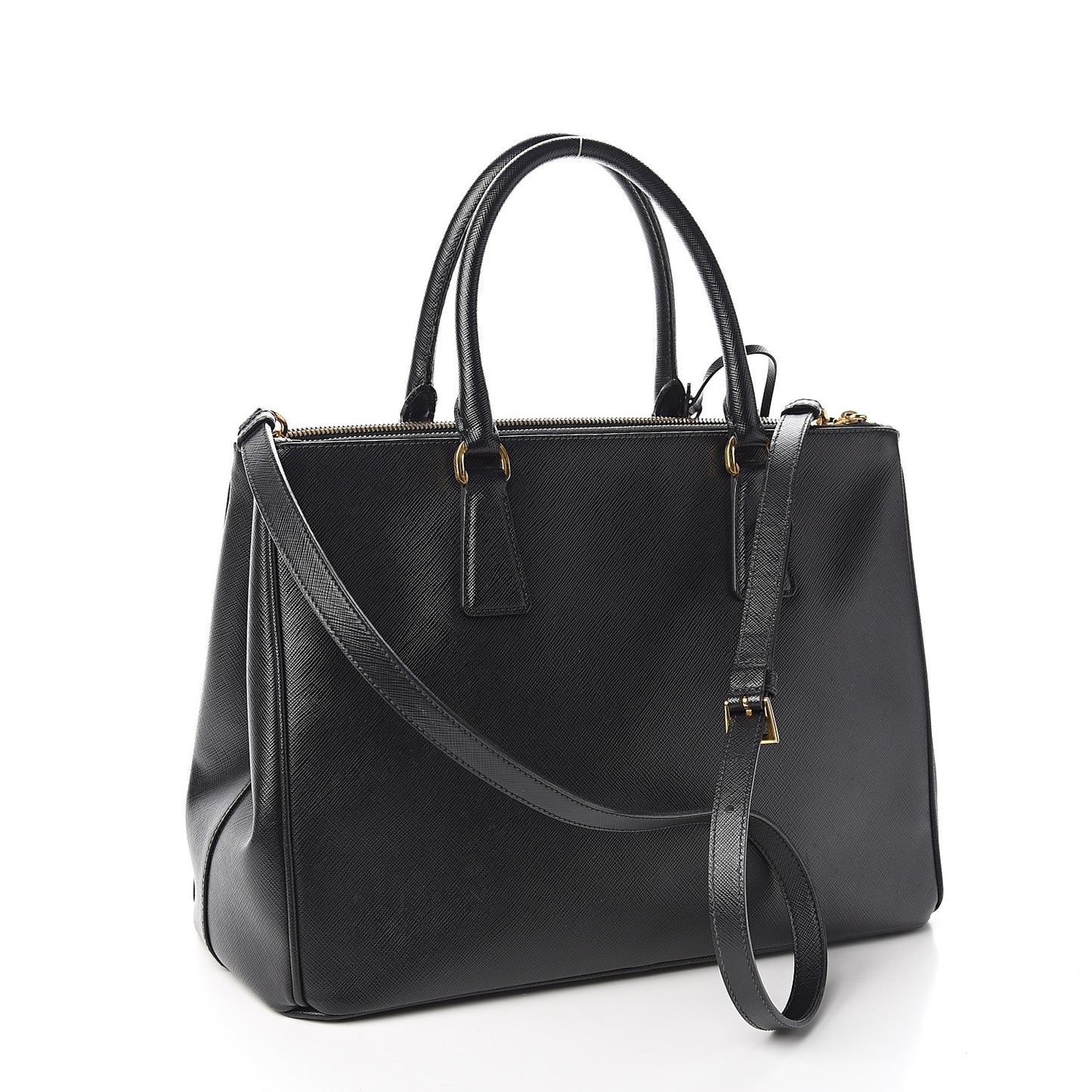 Saffiano Medium Galleria Double Zip Tote Black