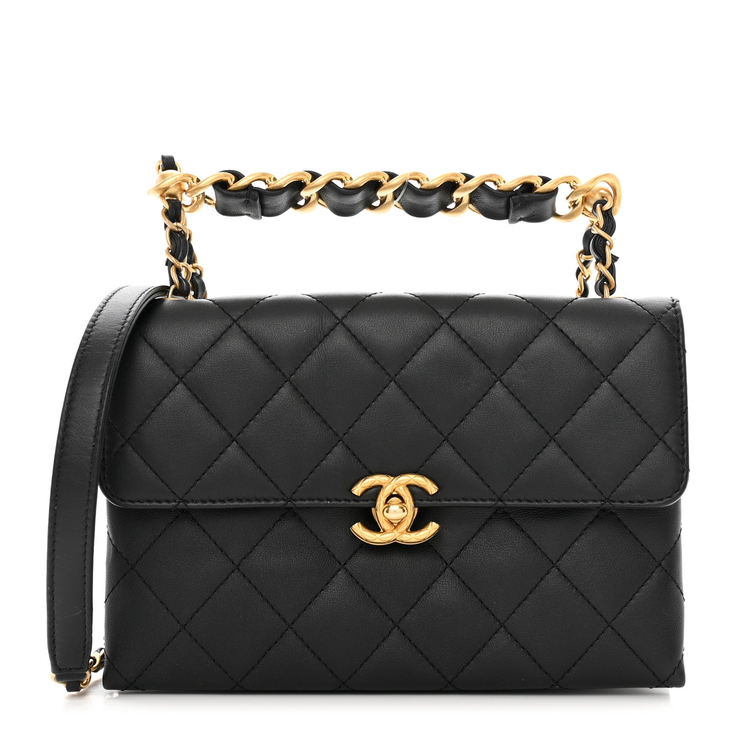 Chanel Lambskin Quilted Small Chain Flap Black 1 of 10
