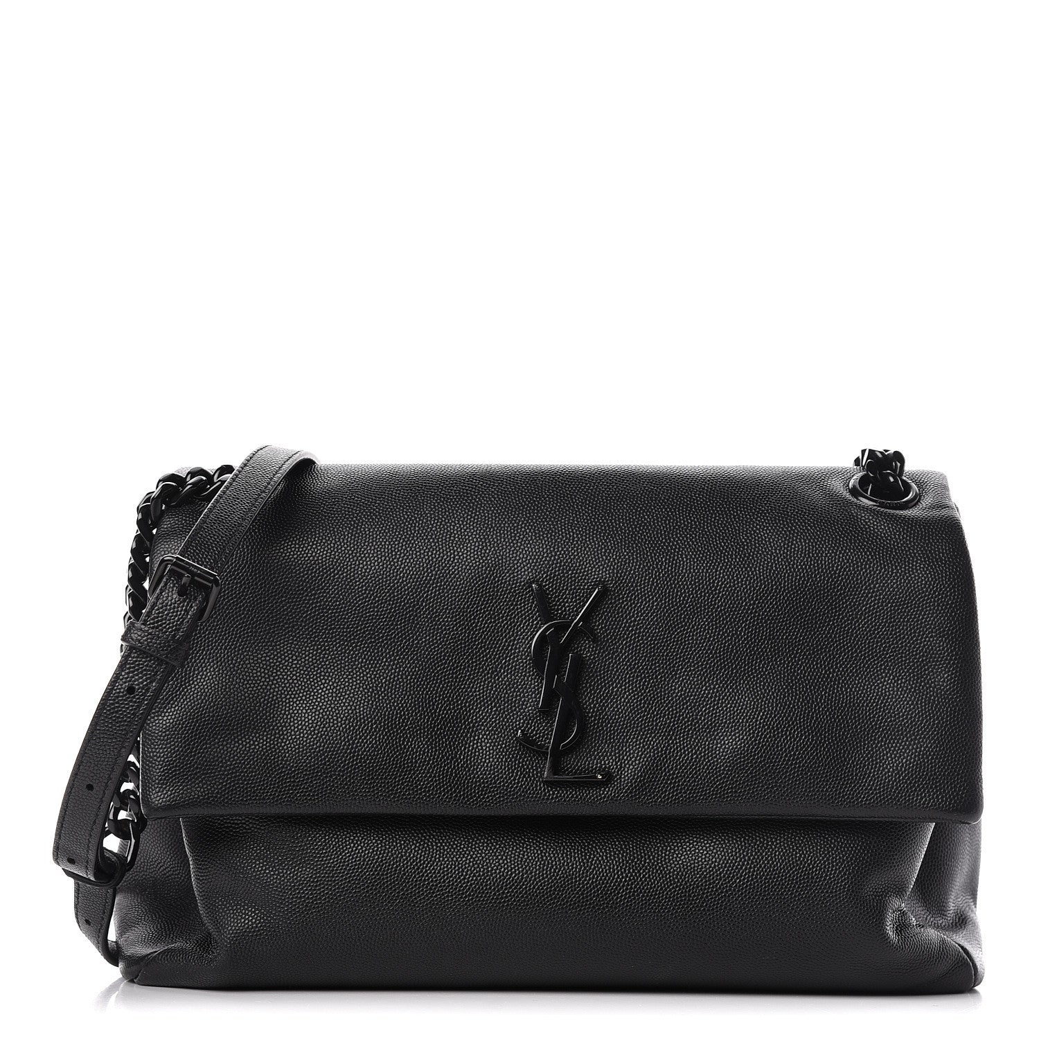 Saint Laurent Grain De Poudre Medium West Hollywood Monogram Fold-Over Black 1 of 19