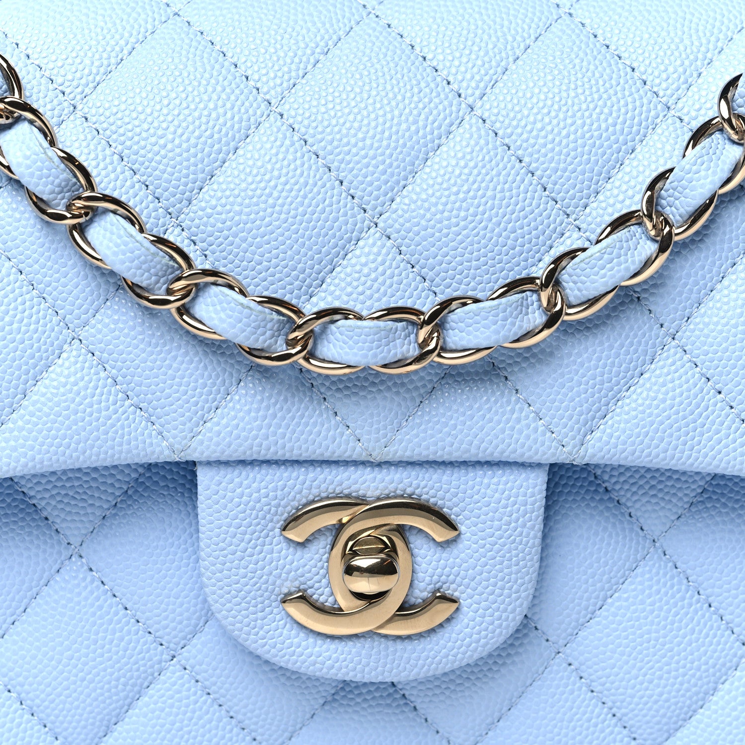 Chanel Caviar Quilted Small Double Flap Light Blue 8 of 11