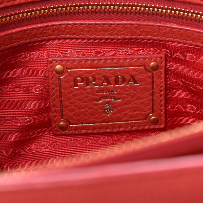 Prada Vitello Daino Small Double Tote Rosso 6 of 13