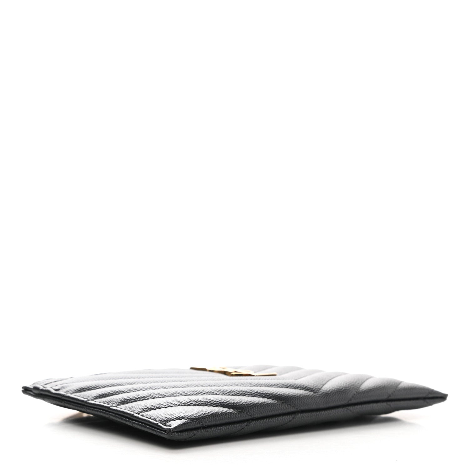 Saint Laurent Grain De Poudre Chevron Monogram Bill Pouch Storm 4 of 6