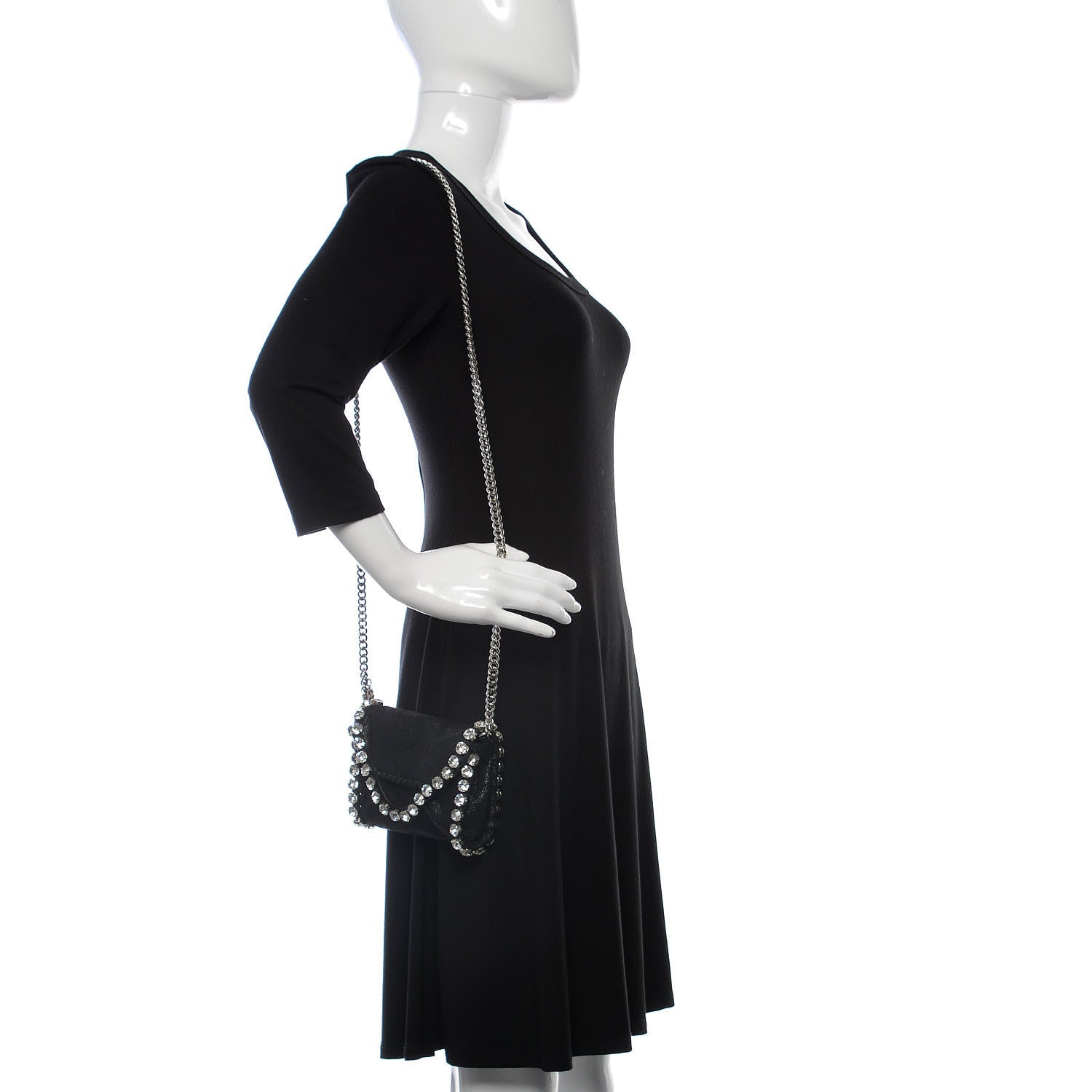 Stella McCartney Shaggy Deer Tiny Fold Over Falabella Crystal Crossbody Black 11 of 11