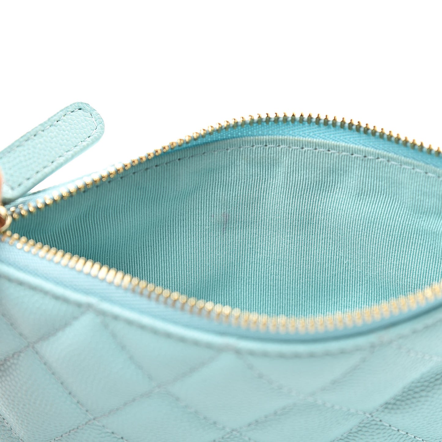 Caviar Quilted Small Cosmetic Case Light Blue