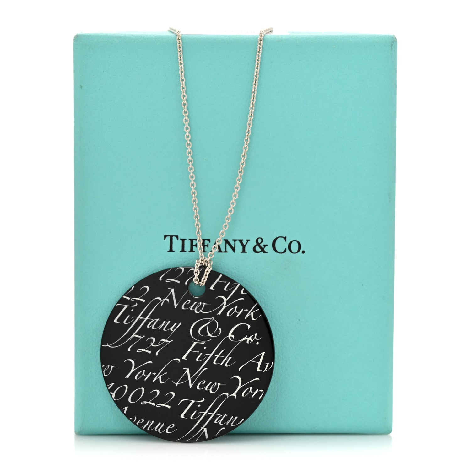 Tiffany Sterling Silver Black Bone China Notes Round Pendant Necklace 6 of 6