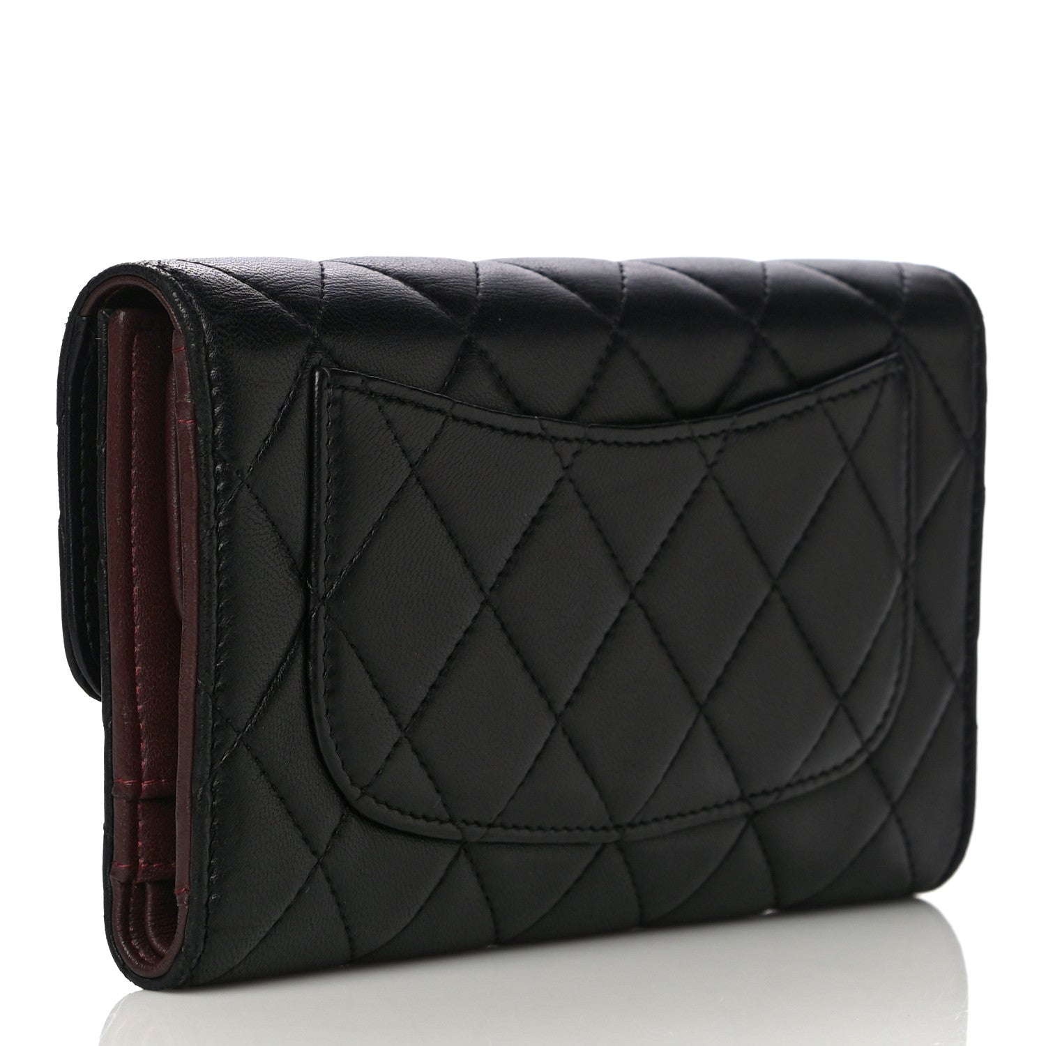 Chanel Lambskin Quilted Large Gusset Flap Wallet Black 3 of 18