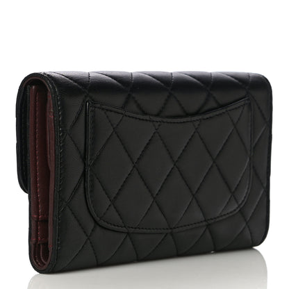 Chanel Lambskin Quilted Large Gusset Flap Wallet Black 3 of 18