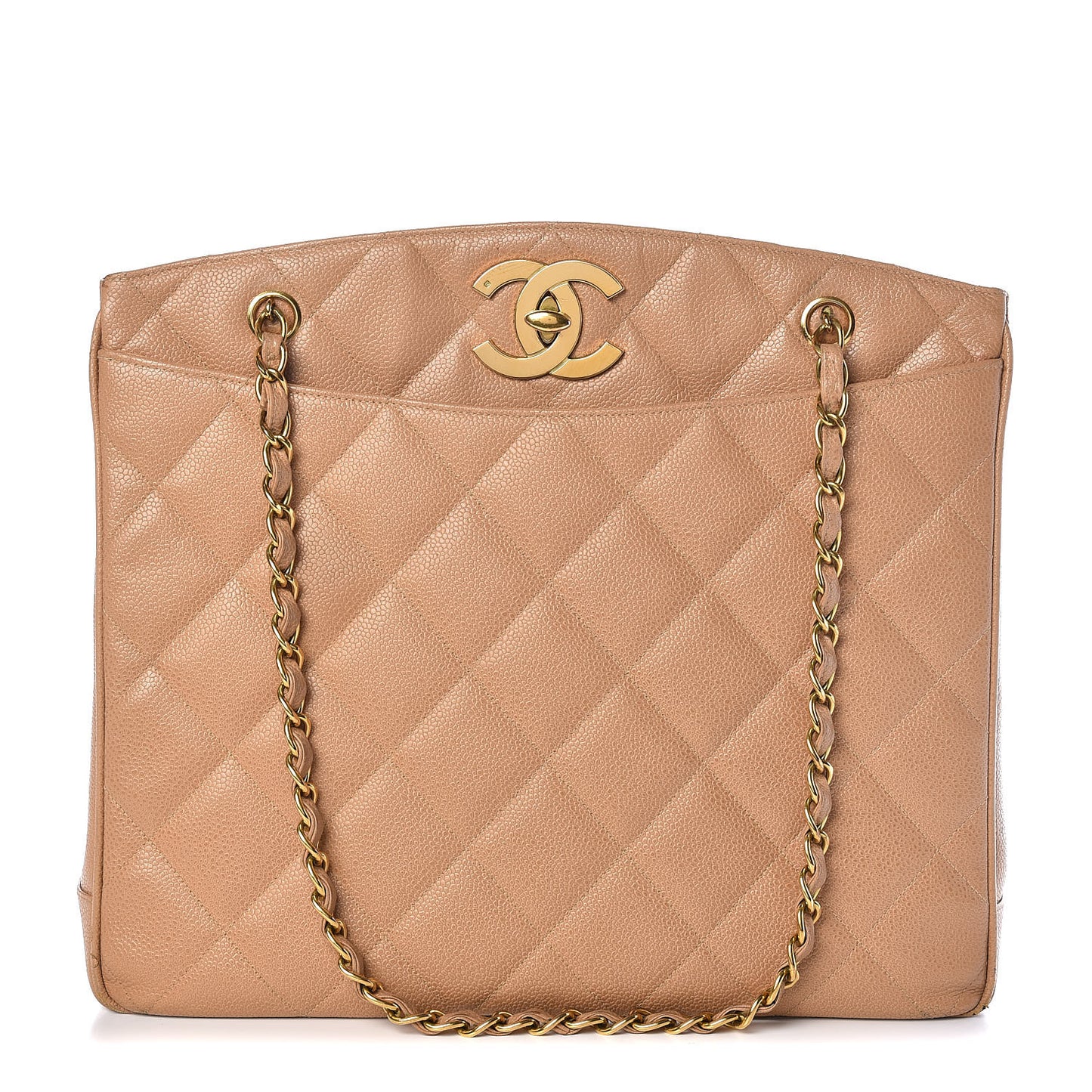 Caviar Quilted Tote Beige