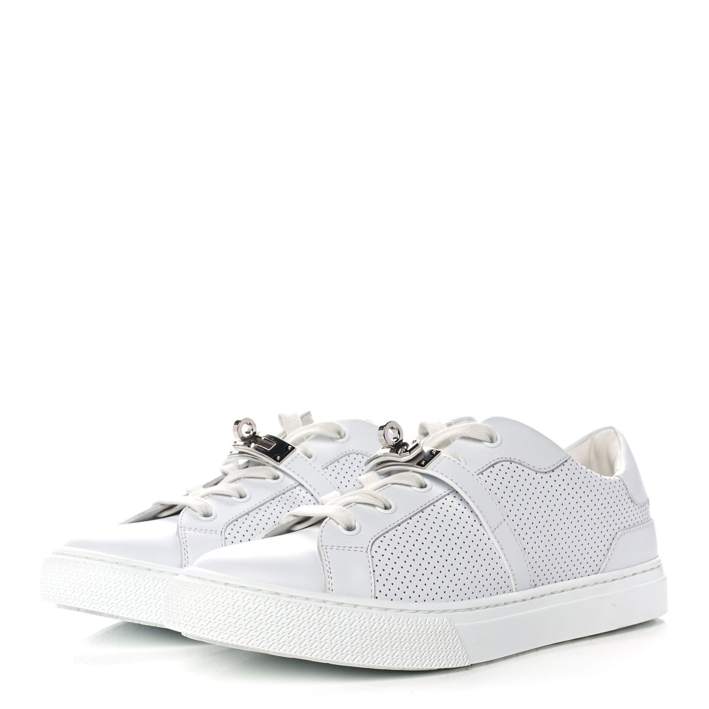 Calfskin Perforated Day Sneakers 37 White