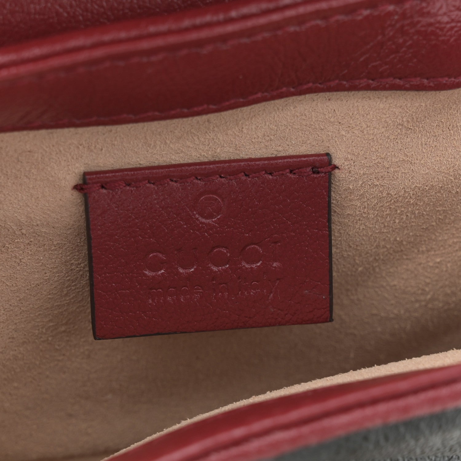 Gucci Vintage Effect Calfskin Matelasse Diagonal Super Mini Torchon GG Marmont Shoulder Bag Black Romantic Cherry 6 of 10