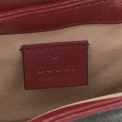 Gucci Vintage Effect Calfskin Matelasse Diagonal Super Mini Torchon GG Marmont Shoulder Bag Black Romantic Cherry 6 of 10