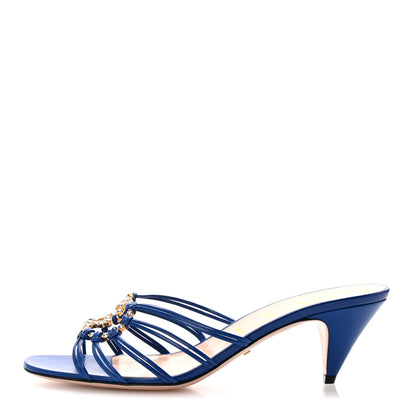 Gucci Malaga Kid Crystal GG Isa Ankle Strap 55mm Sandals 40 Rio Blue 1 of 9