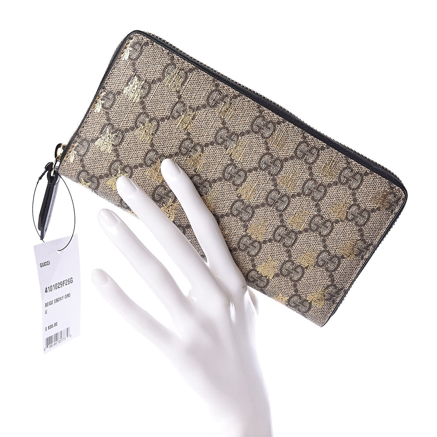 GG Supreme Monogram Bees Zip Around Wallet