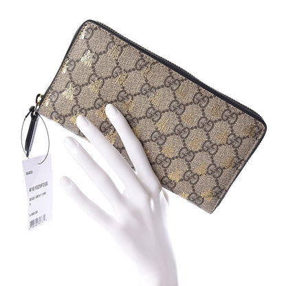 Gucci GG Supreme Monogram Bees Zip Around Wallet 2 of 8