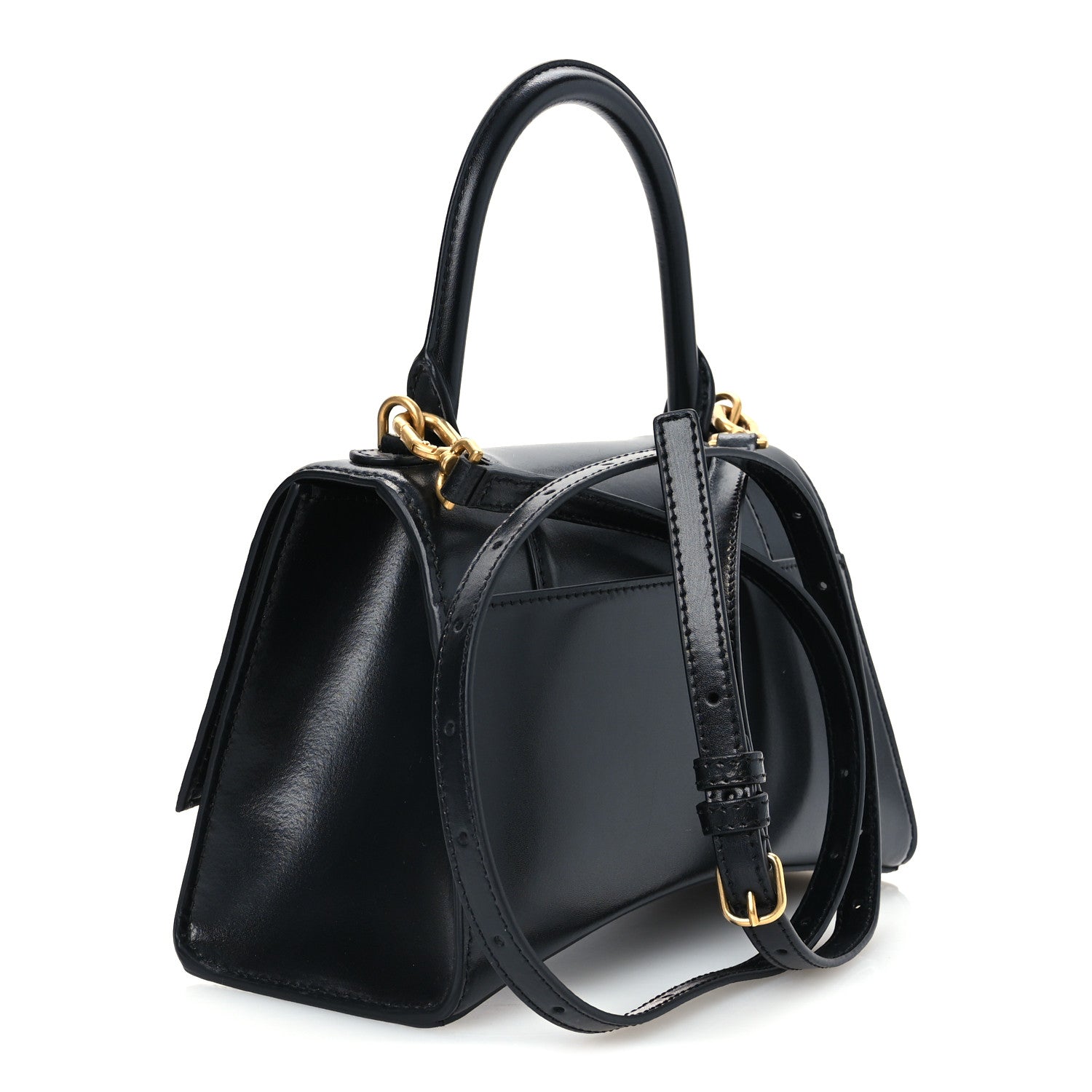 Balenciaga Shiny Box Calfskin Small Hourglass Top Handle Bag Black 3 of 11