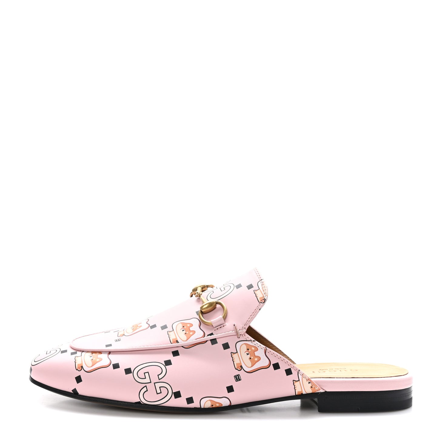 X PIKARAR Calfskin Monogram Print Womens Princetown Slippers 37.5 Pink Multicolor