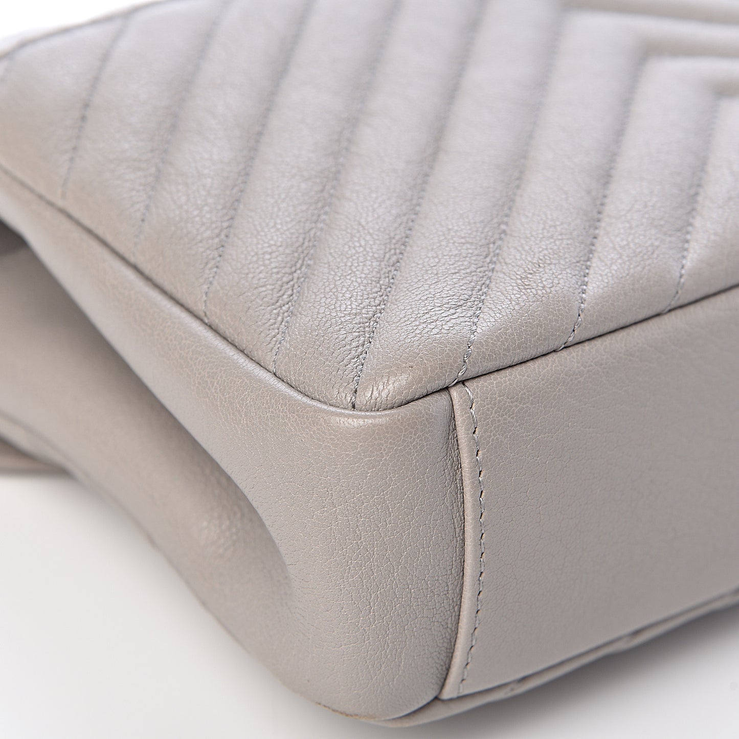 Sheepskin Matelasse Chevron Monogram Medium College Bag Granite