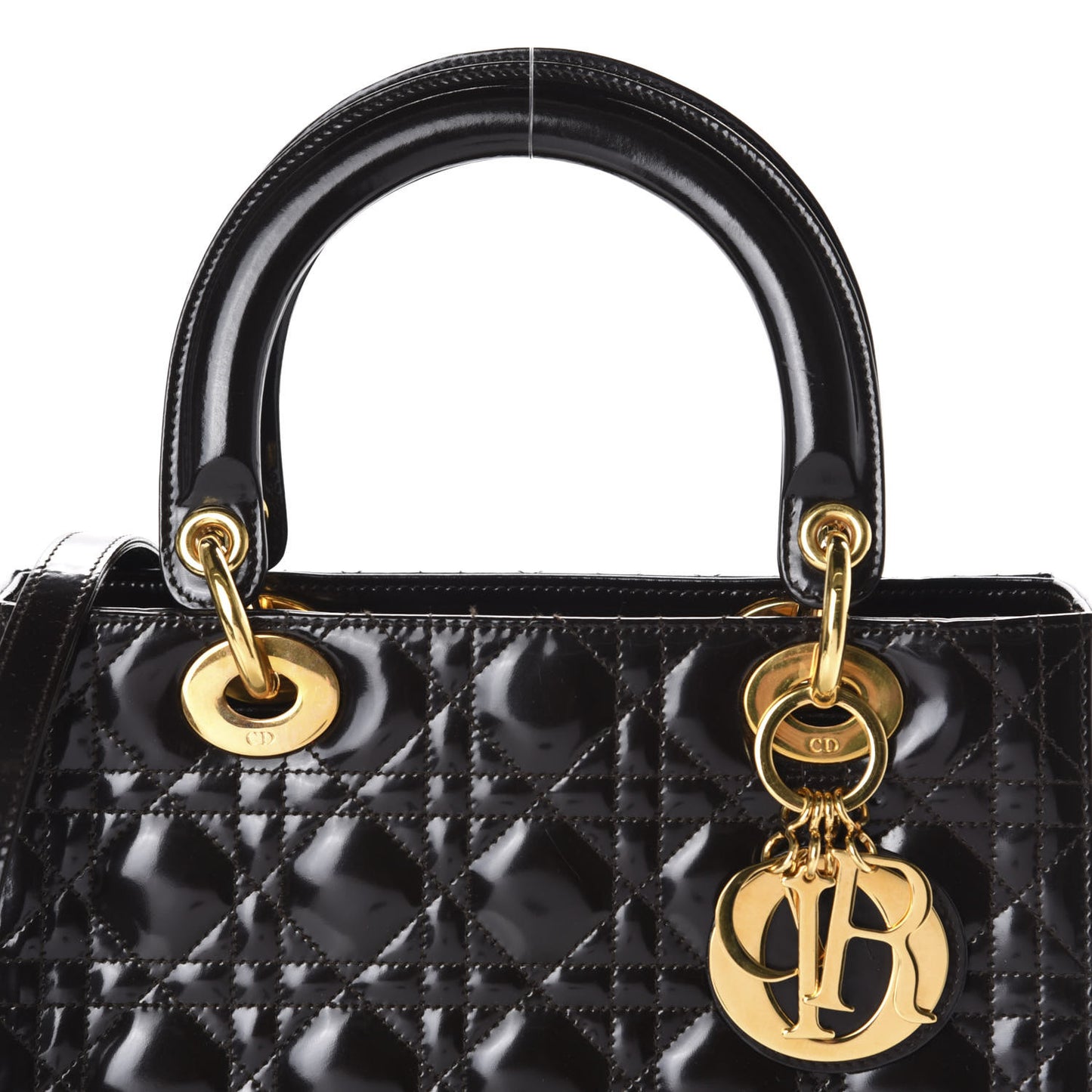 Patent Cannage Medium Lady Dior Black