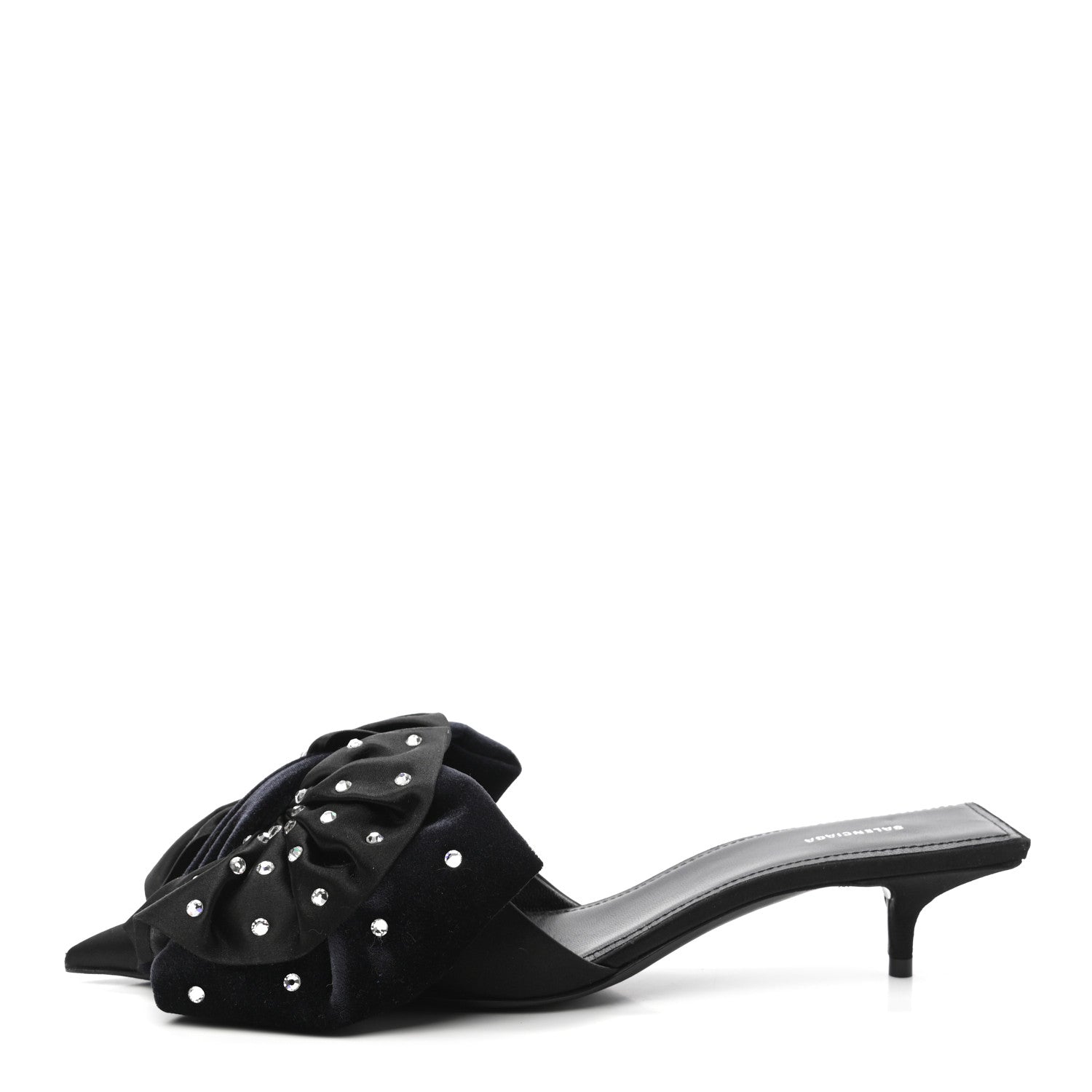 Balenciaga Velvet Crystal Bow Mules 37 Black 1 of 9