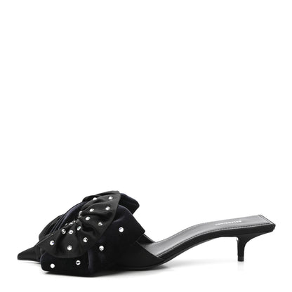 Balenciaga Velvet Crystal Bow Mules 37 Black 1 of 9