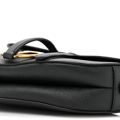 Christian Dior Grained Calfskin Saddle Bag With Strap Black 9 of 10