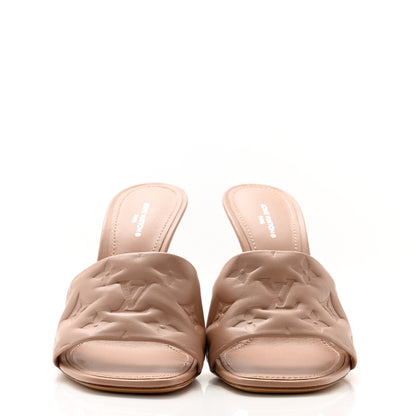 Louis Vuitton Lambskin Embossed Monogram Revival Mules 38.5 Beige 2 of 9