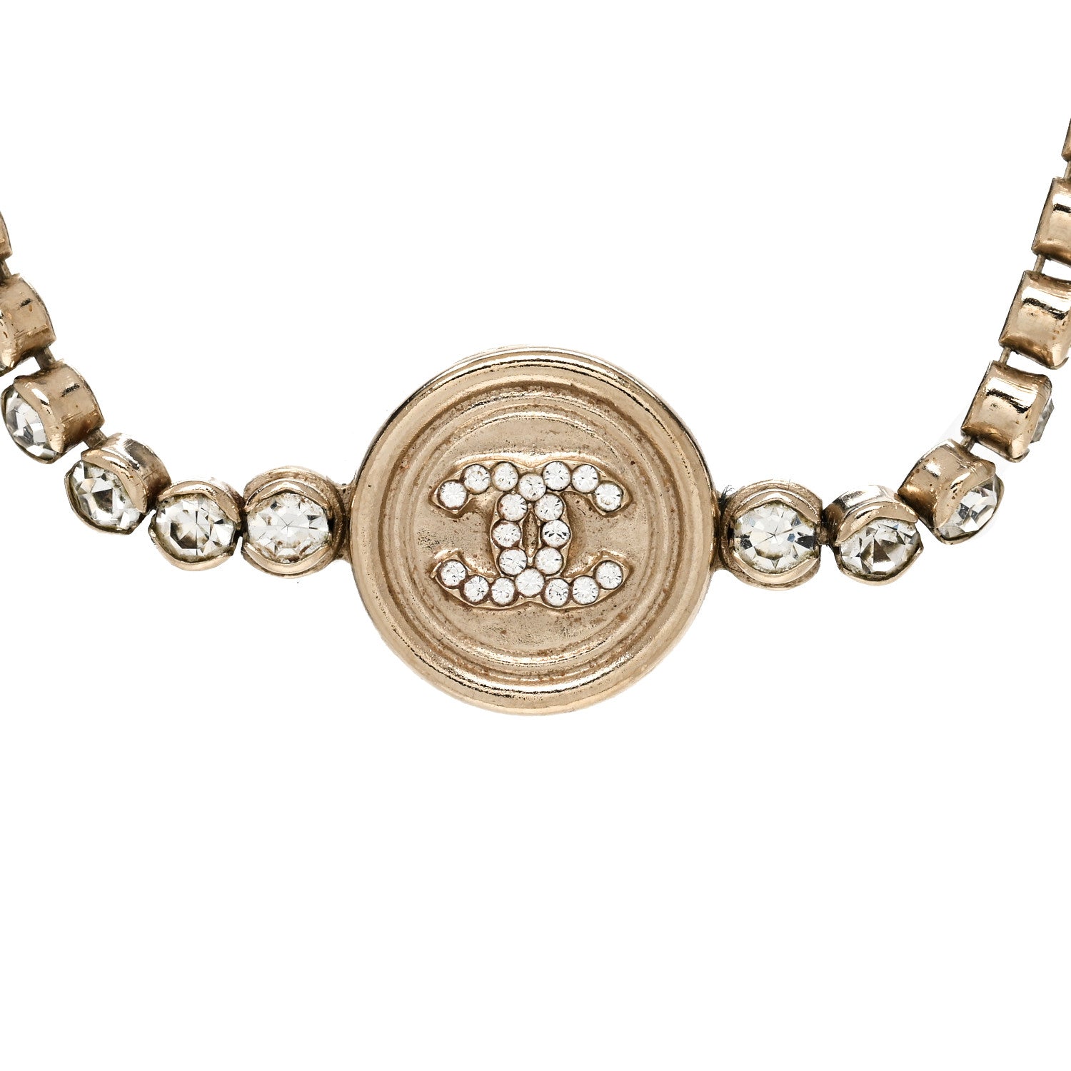 Chanel Crystal CC Chain Short Necklace Gold 4 of 5