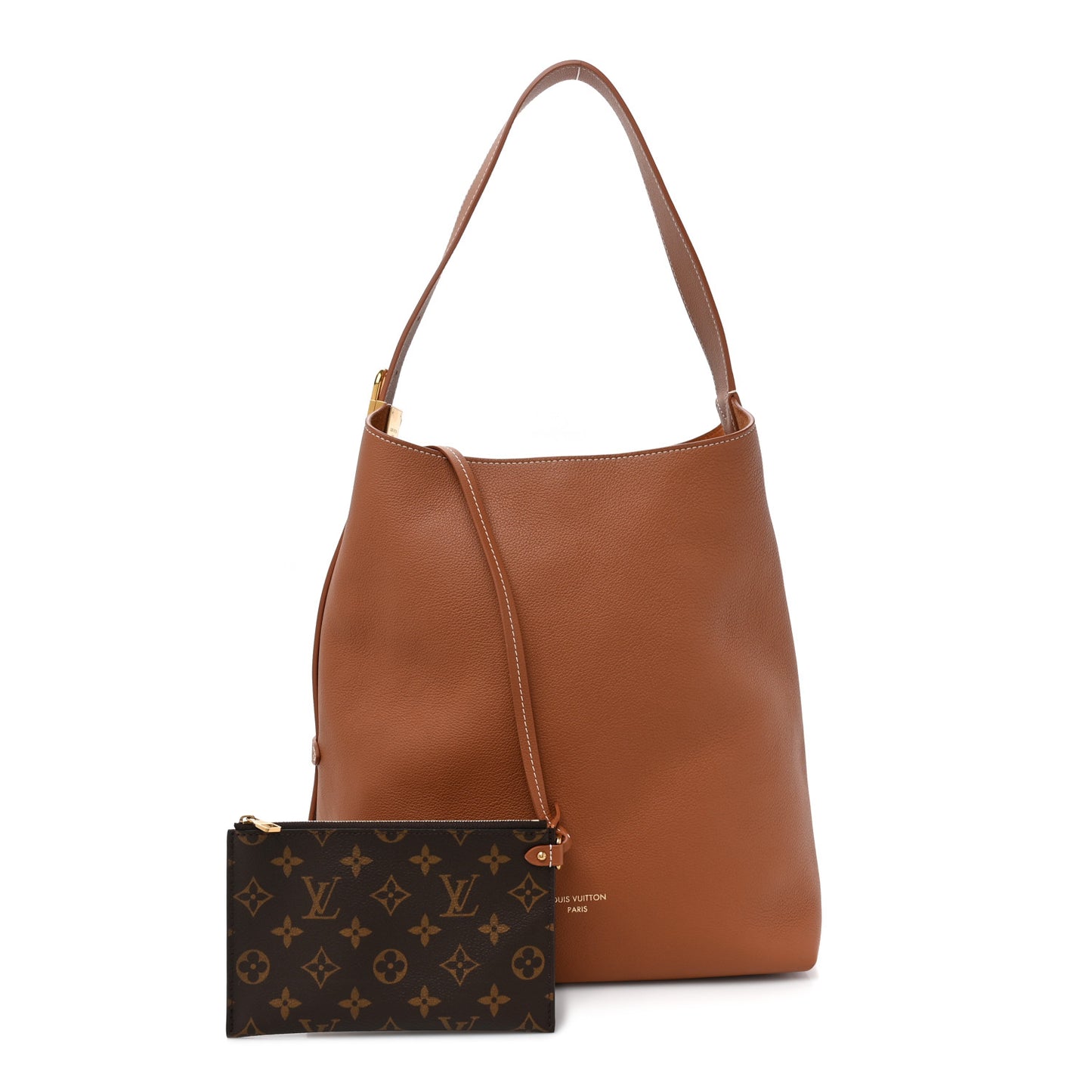 Grained Calfskin Low Key Hobo MM Cognac