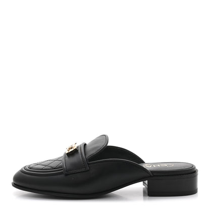 Chanel Lambskin Quilted Boy Mules 37 Black 1 of 8