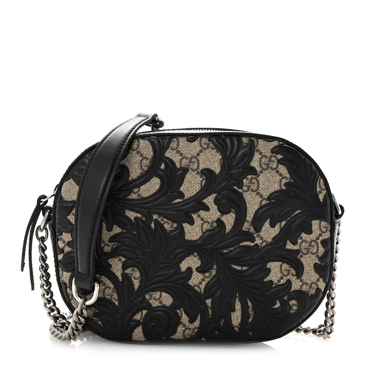 Gucci GG Supreme Monogram Arabesque Mini Chain Shoulder Bag Beige Black 1 of 11