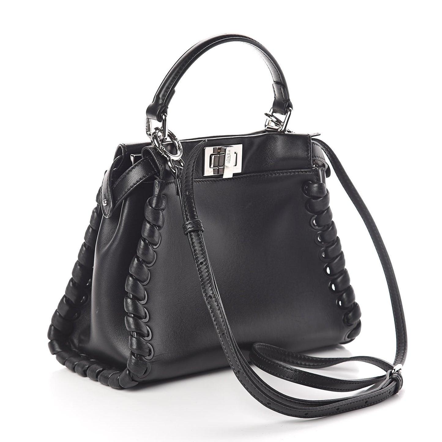 Nappa Lace Up Mini Peekaboo Iconic Satchel Black