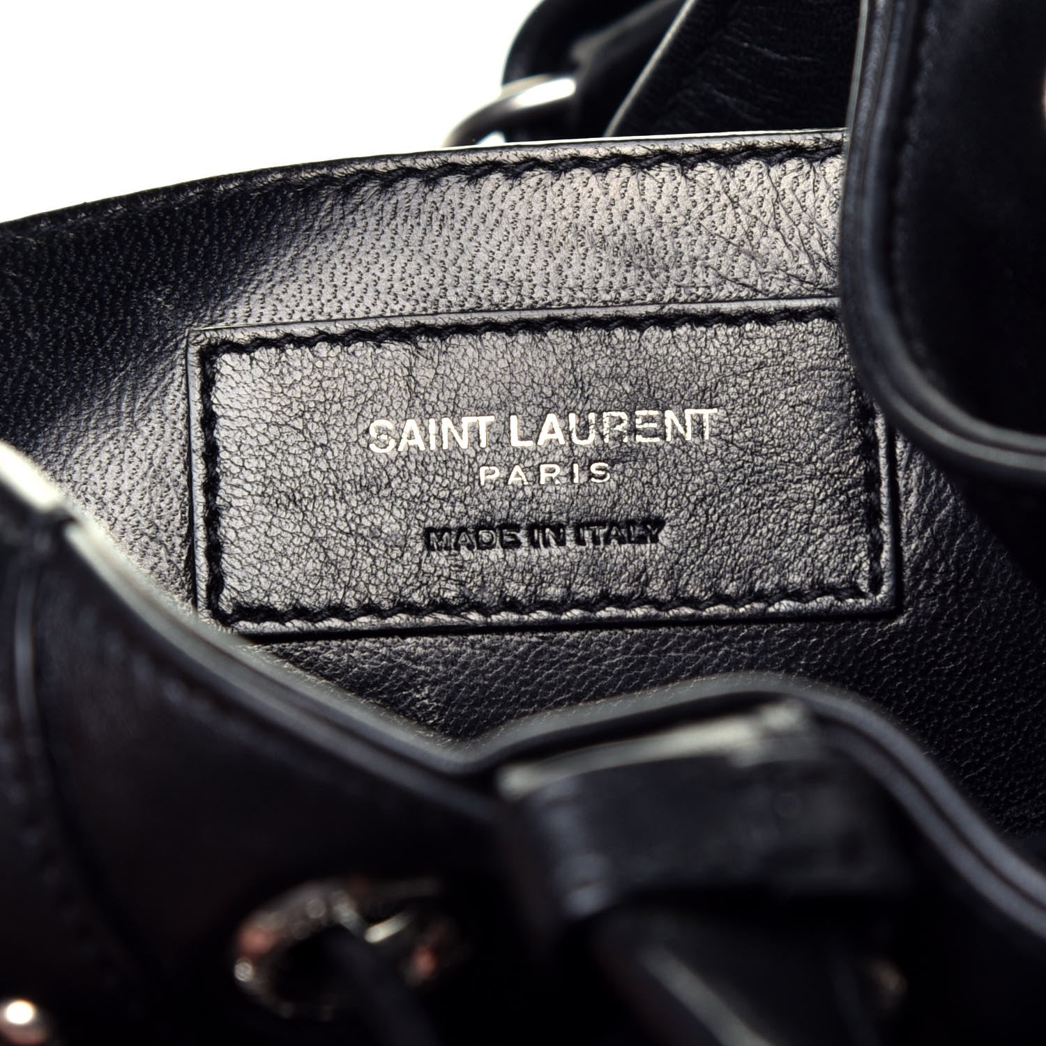 Saint Laurent Calfskin Small Y Studs Bucket Bag Black 6 of 9