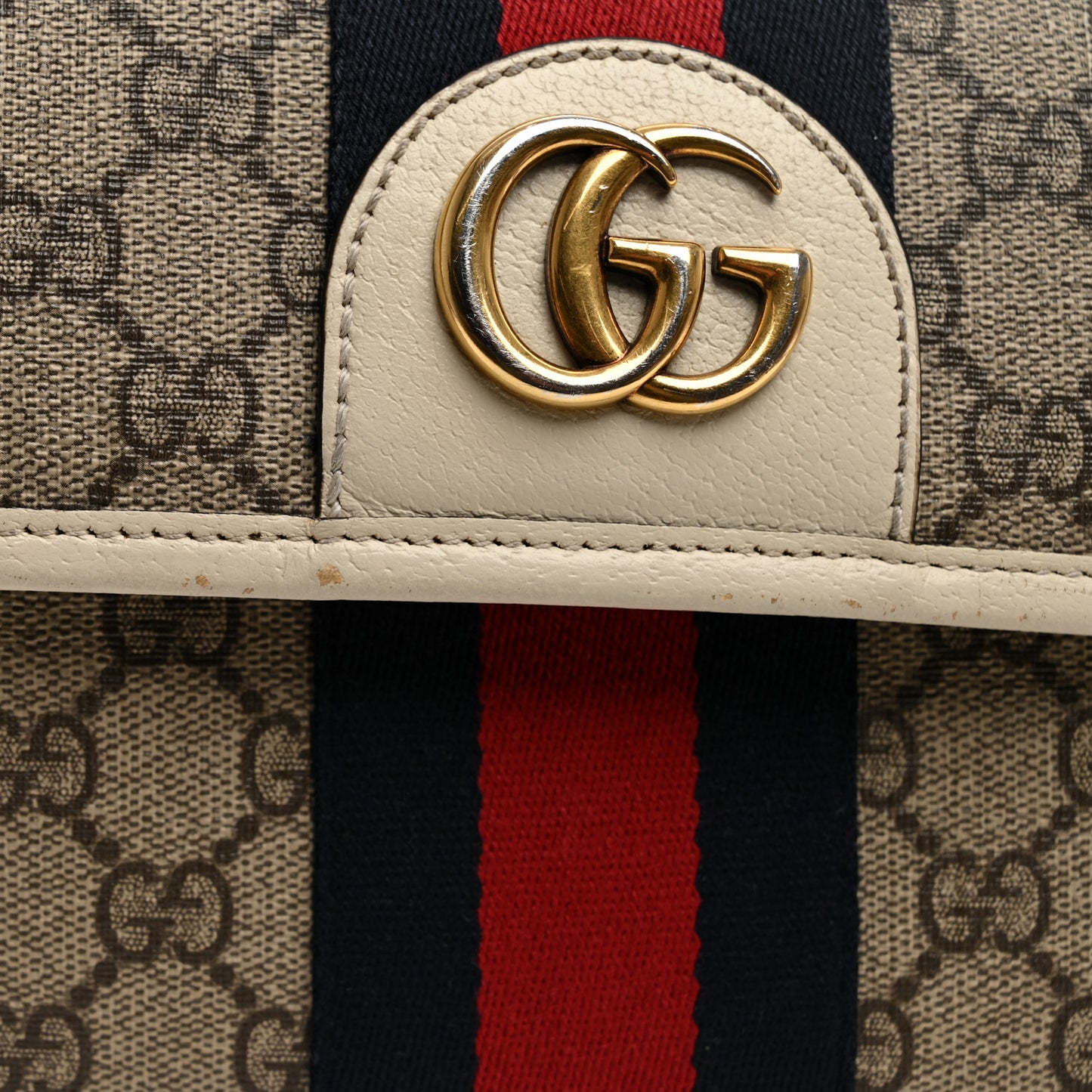GG Supreme Monogram Web Small Ophidia Belt Bag 90 36 Beige Ebony White