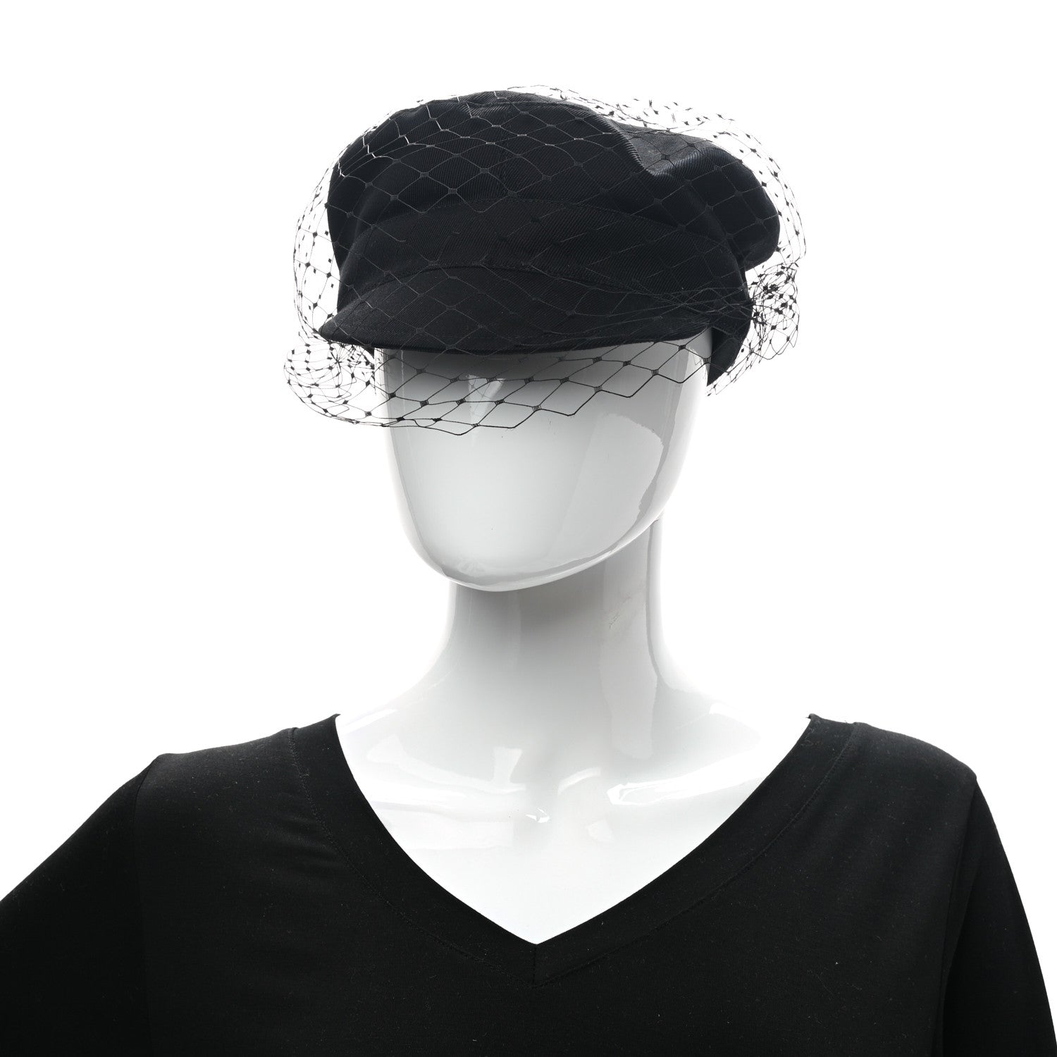 Christian Dior Cotton Canvas Arty Cap with Veil 58 Black 2 of 8