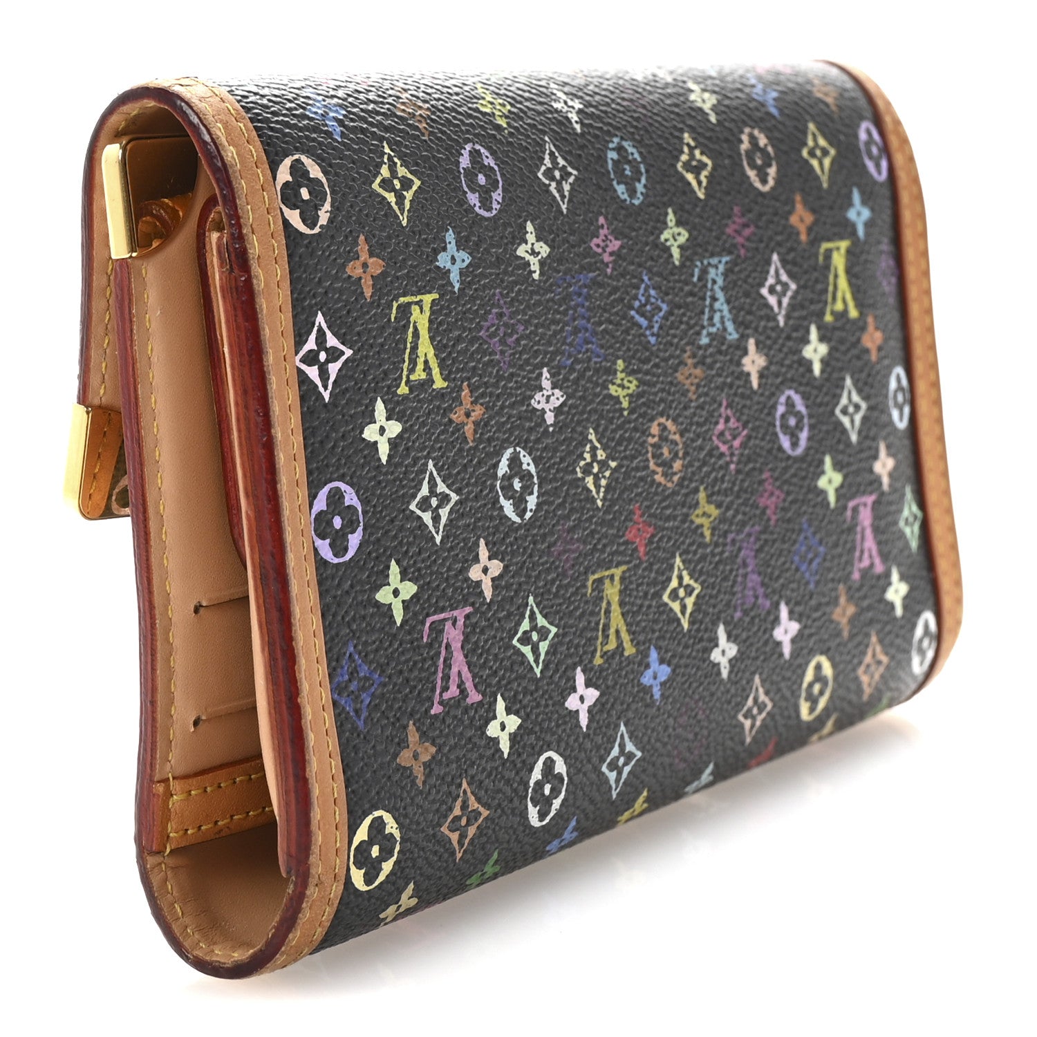 Louis Vuitton Monogram Multicolor Porte Tresor International Wallet Black 3 of 6