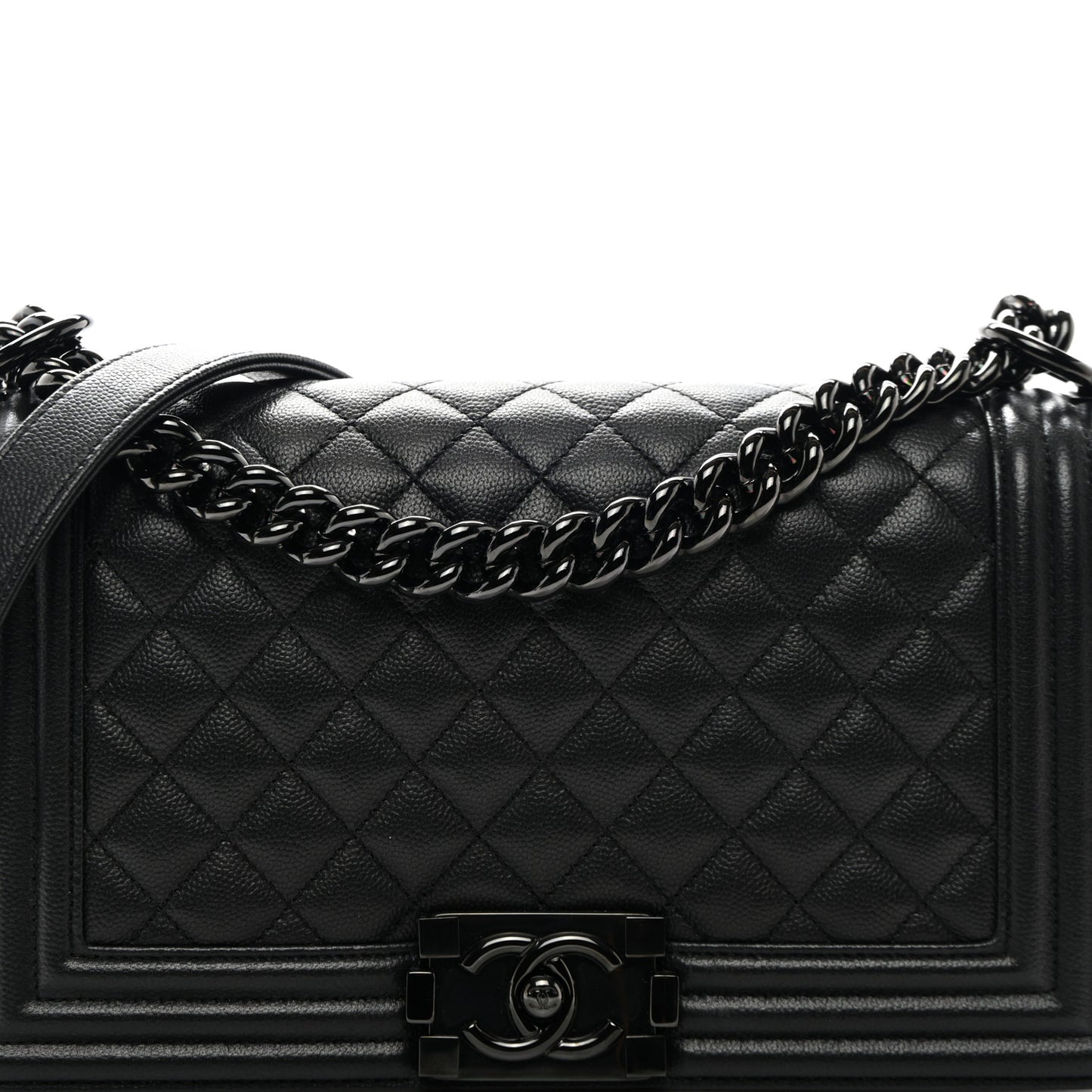 Caviar Quilted Medium Boy Flap So Black