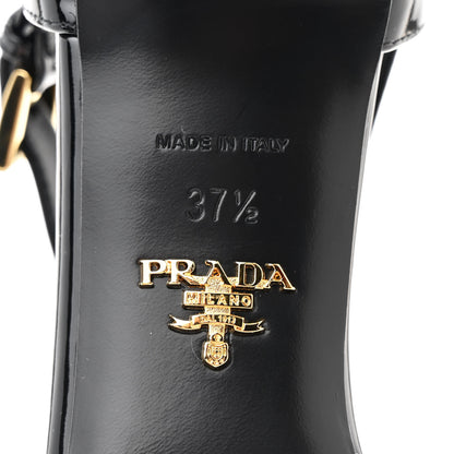 Prada Vernice Triangle Squared Toe 35mm Pumps 37.5 Black 7 of 9