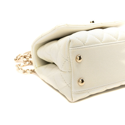 Chanel Iridescent Caviar Quilted Extra Mini Coco Handle Flap White 9 of 10