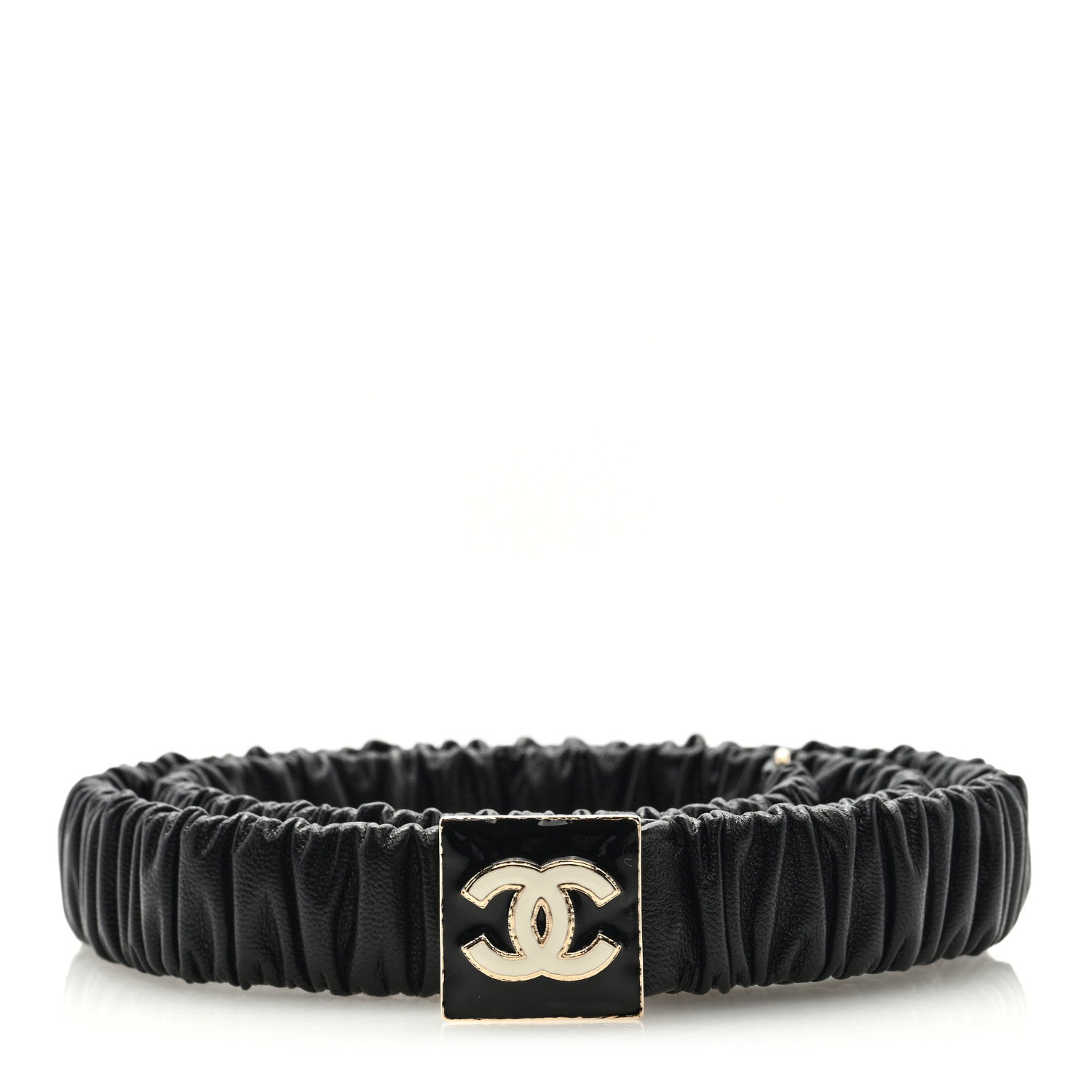 Chanel Lambskin Ruched CC Belt 90 36 Black 1 of 4