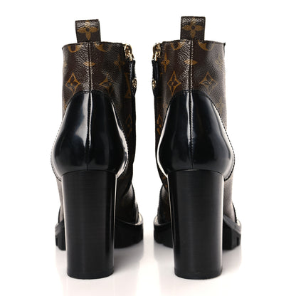 Louis Vuitton Patent Calfskin Monogram Star Trail Ankle Boots 37.5 Black 5 of 8