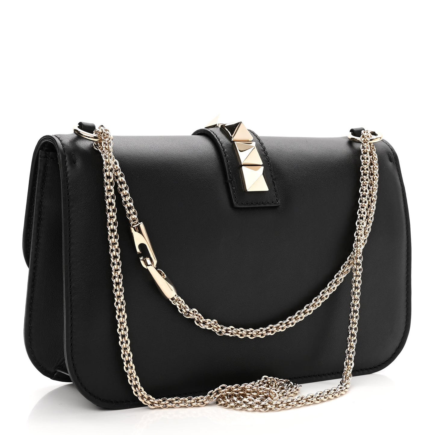 Vitello Medium Glam Lock Rockstud Flap Black