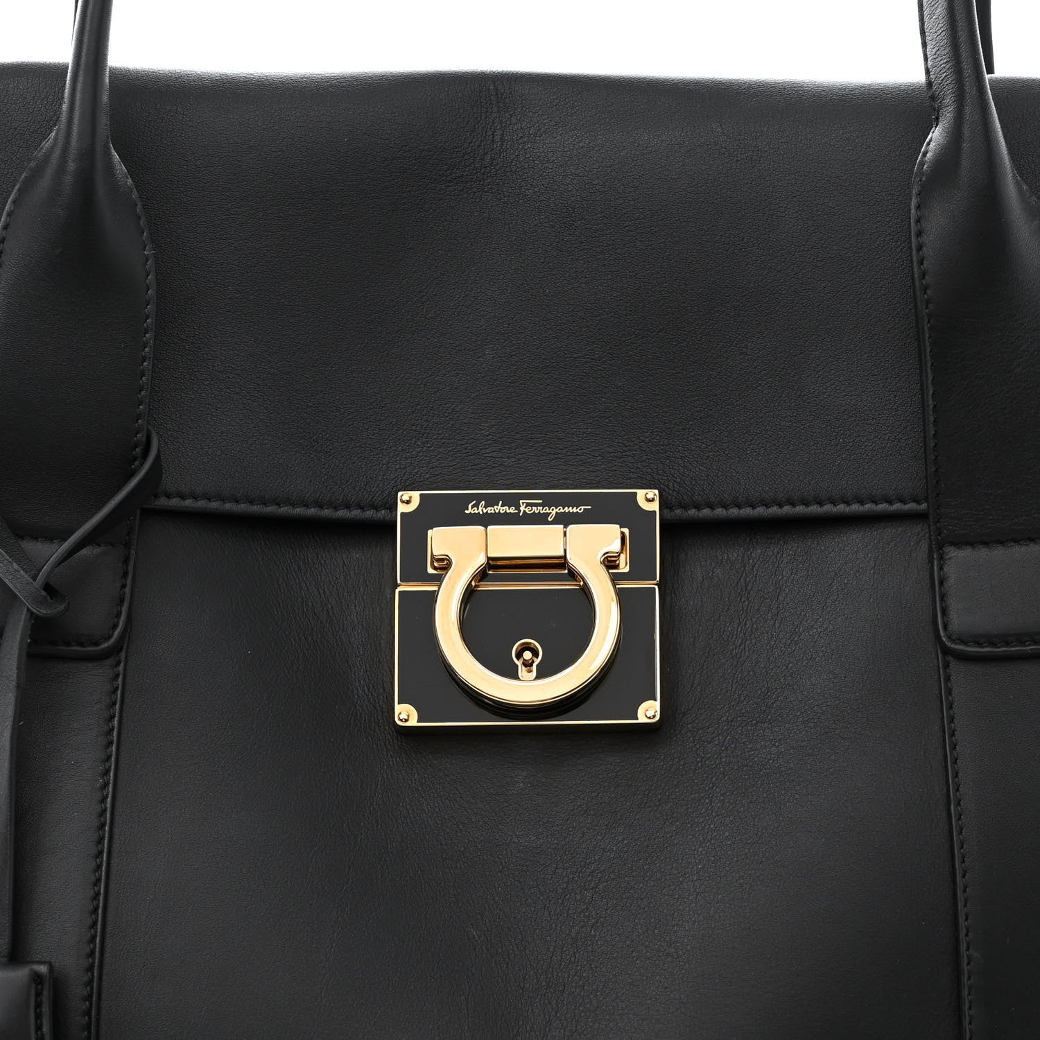 Salvatore Ferragamo Calfskin Large Sookie Satchel Black 7 of 9