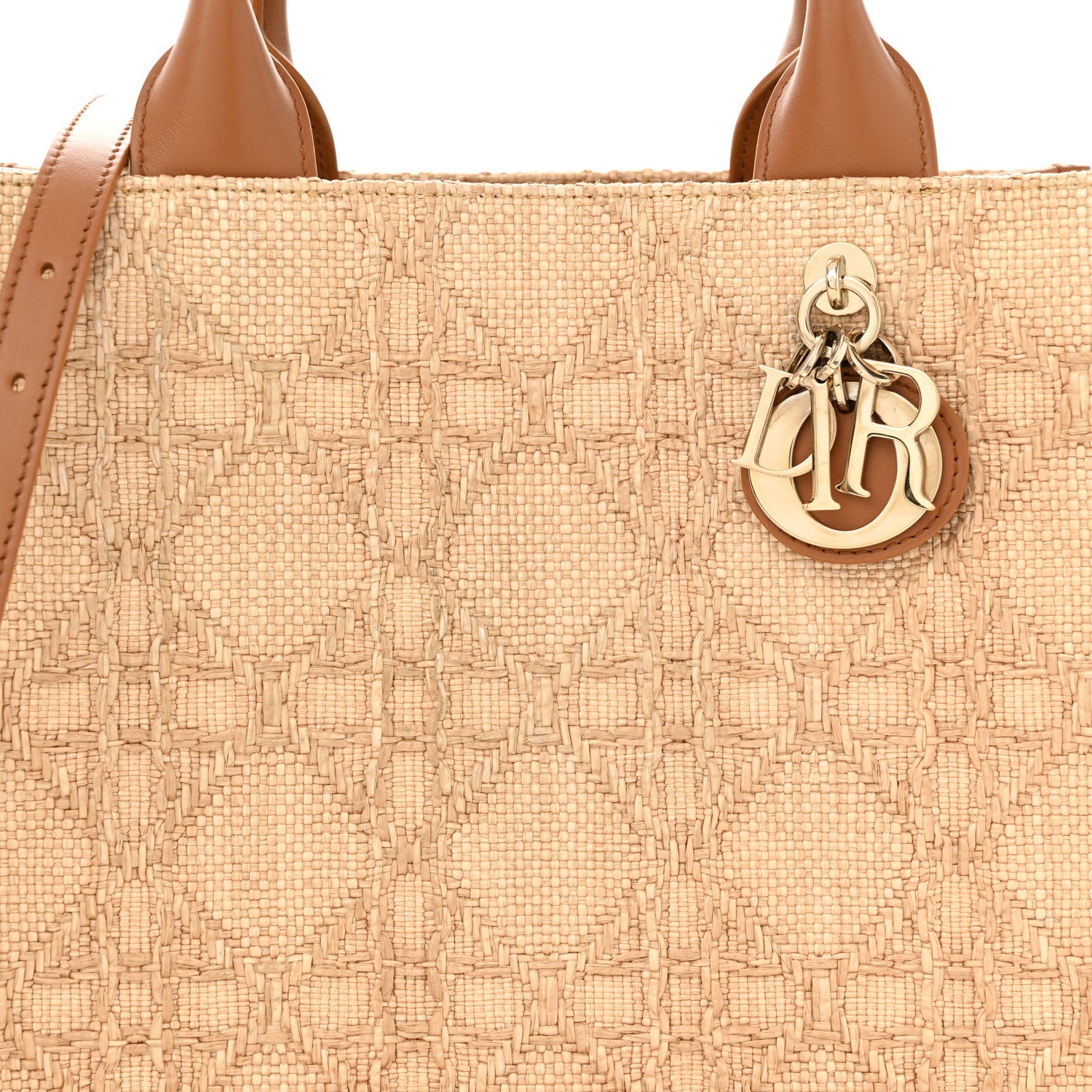 Christian Dior CHRISTIAN DIOR Raffia Macro Cannage Small Book Tote Natural 7 of 14